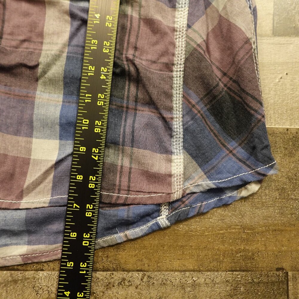 BKE Western Plaid Button-Up Shirt Men’s XL Burgundy Blue‎ Cowboy Casual - Picture 6 of 10